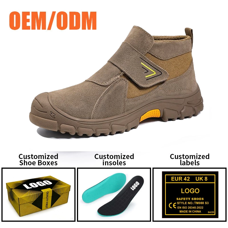 China TM3469 Steel Toe Anti-puncture Welding Safety Shoes Suede Leather Non-slip Rubber Sole manufacturer