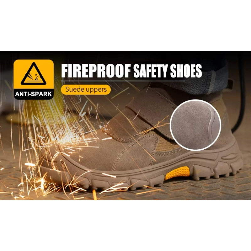 China TM3469 Steel Toe Anti-puncture Welding Safety Shoes Suede Leather Non-slip Rubber Sole manufacturer