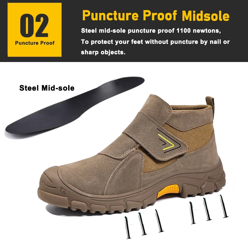 China TM3469 Steel Toe Anti-puncture Welding Safety Shoes Suede Leather Non-slip Rubber Sole manufacturer