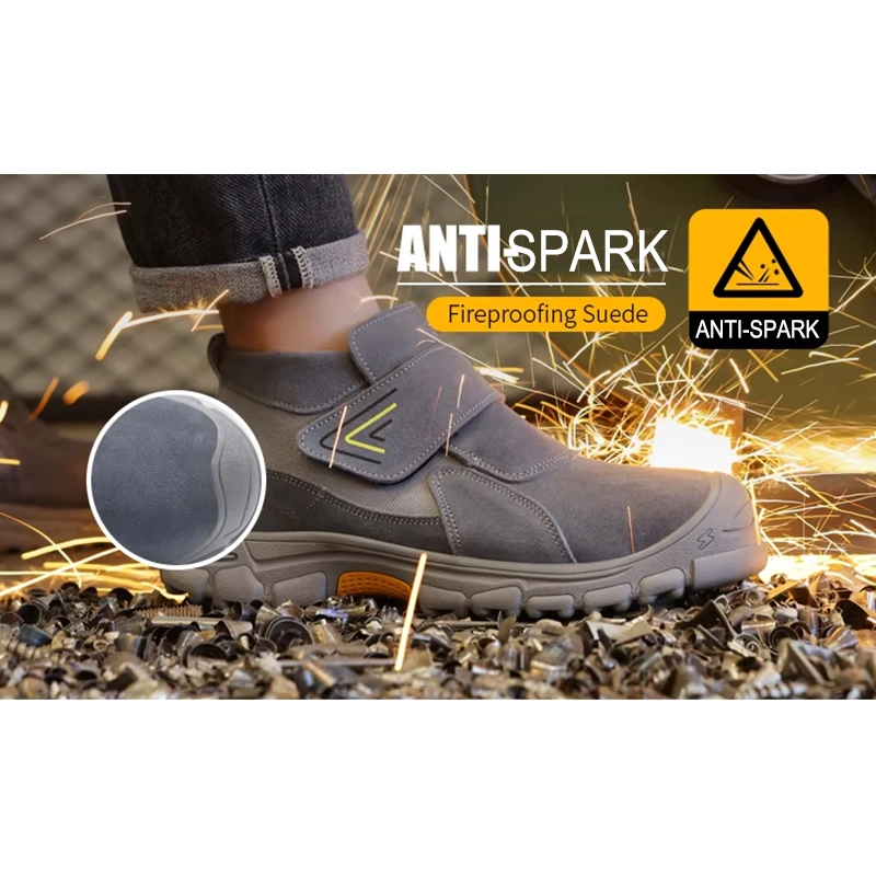 Chine Chaussures de sécurité pour soudage en daim gris TM3469, bout en acier, semelle en caoutchouc anti-perforation fabricant