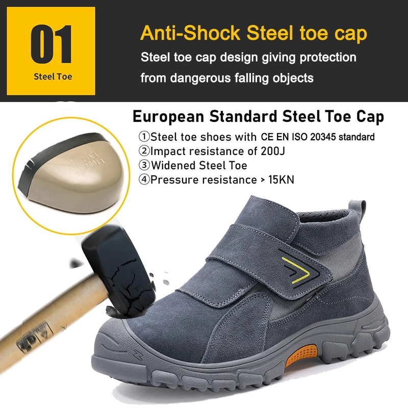 Chine Chaussures de sécurité pour soudage en daim gris TM3469, bout en acier, semelle en caoutchouc anti-perforation fabricant
