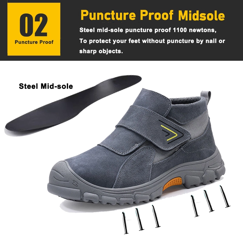 Chine Chaussures de sécurité pour soudage en daim gris TM3469, bout en acier, semelle en caoutchouc anti-perforation fabricant