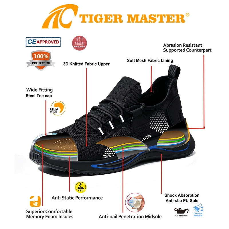 China TM3489 Men's Fashion Sneakers Safety Shoes Steel Toe Anti-puncture Non-slip PU Sole manufacturer