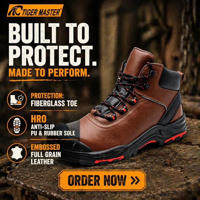 porcelana TM3519 Botas de seguridad para la industria del gas y petróleo de cuero antipinchazos con punta de fibra de vidrio de alta calidad fabricante