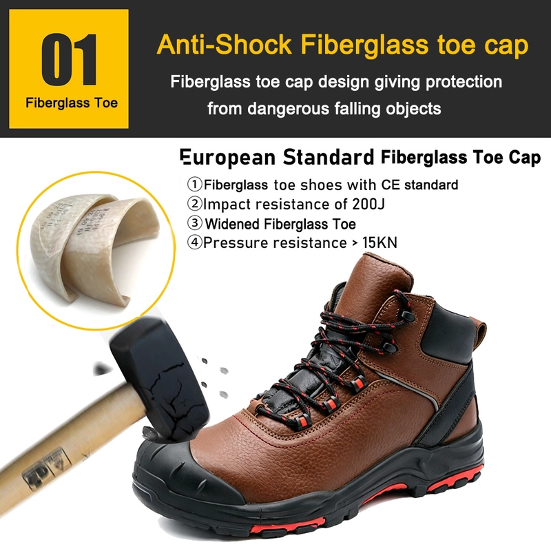 porcelana TM3519 Botas de seguridad para la industria del gas y petróleo de cuero antipinchazos con punta de fibra de vidrio de alta calidad fabricante