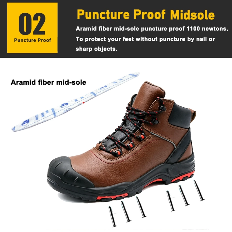 porcelana TM3519 Botas de seguridad para la industria del gas y petróleo de cuero antipinchazos con punta de fibra de vidrio de alta calidad fabricante
