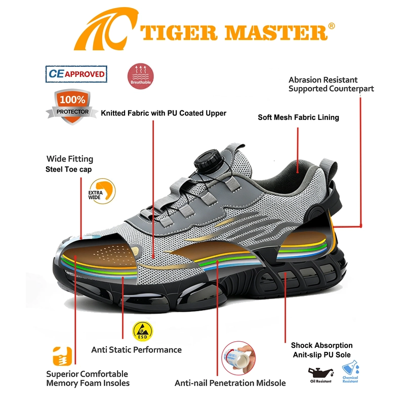 China TM3521 Slimme gesp antislip stalen neus Anti-lek Warehouse Fashion sportveiligheidsschoenen fabrikant