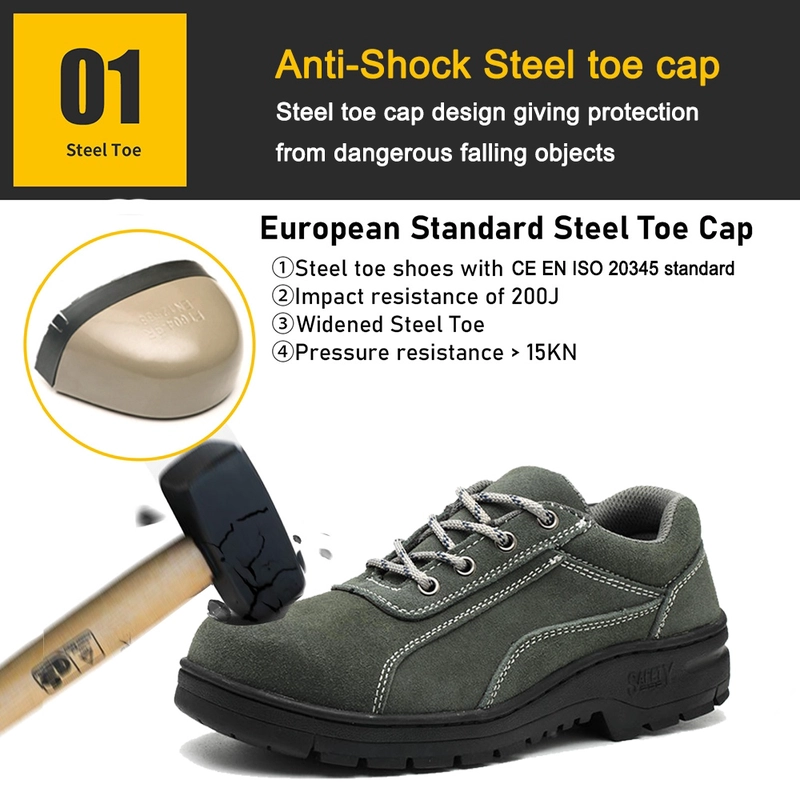 China TM3522 Anti-slip Rubber Sole Steel Toe Men's Green Suede Construction Work Shoes manufacturer