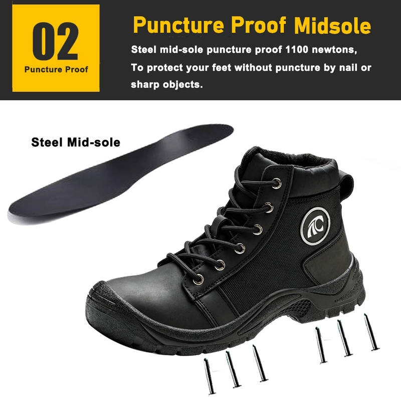 China TM3343-2 Anti-slip Black Nubuck Leather Steel Toe Puncture-proof Safety Footwear manufacturer