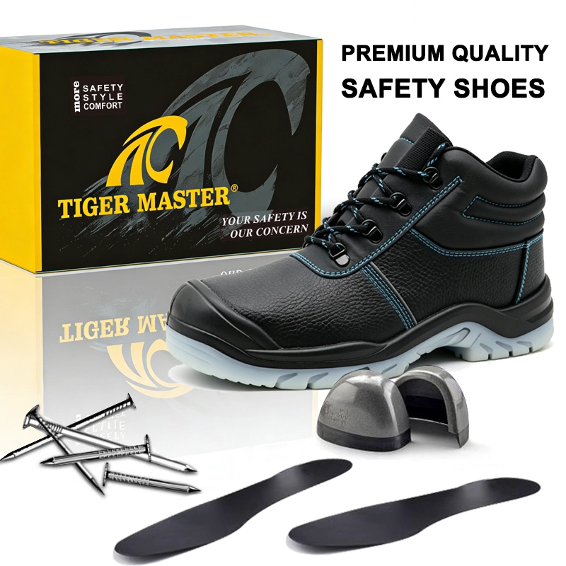 China TM8001 Oil Chemical Resistant TPU Sole Black Leather Safety Boots with Steel Toe manufacturer