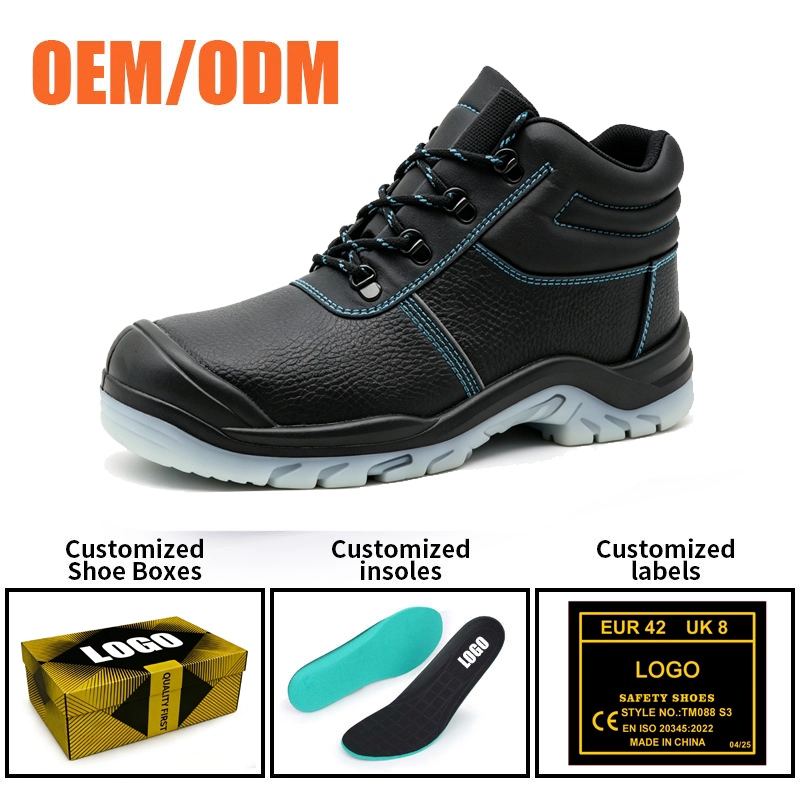 China TM8001 Oil Chemical Resistant TPU Sole Black Leather Safety Boots with Steel Toe manufacturer