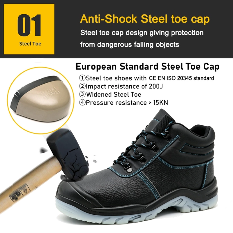 China TM8001 Oil Chemical Resistant TPU Sole Black Leather Safety Boots with Steel Toe manufacturer