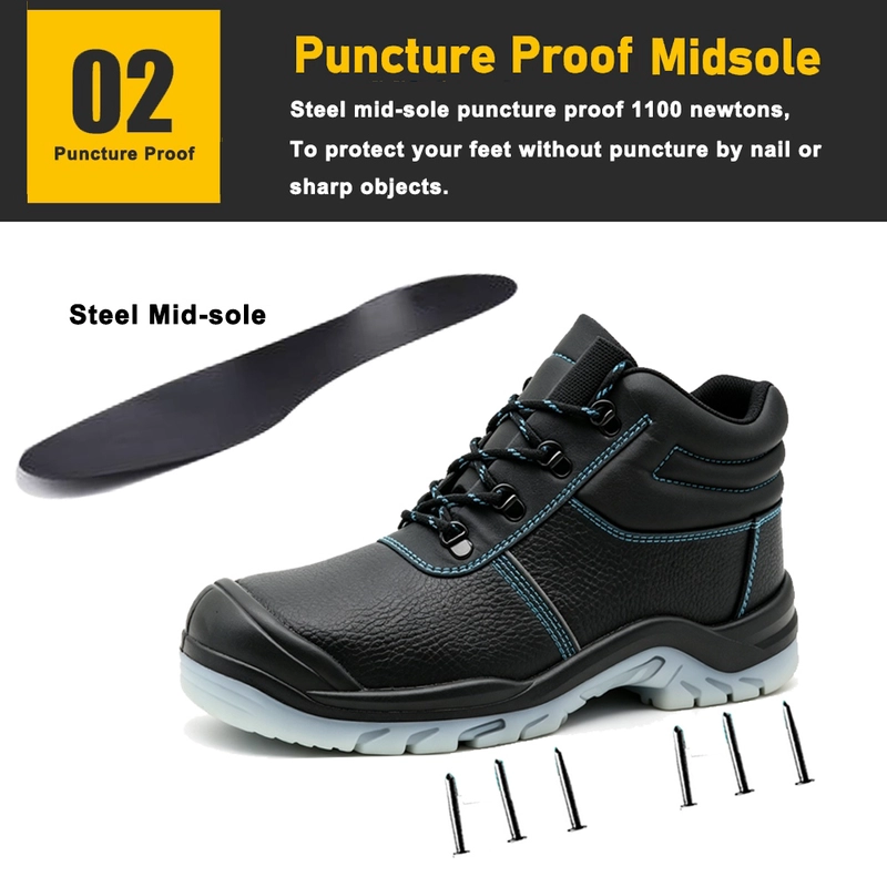 China TM8001 Oil Chemical Resistant TPU Sole Black Leather Safety Boots with Steel Toe manufacturer