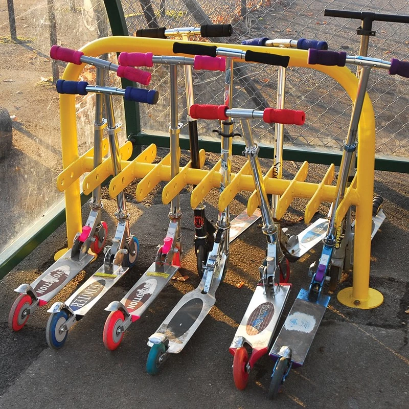 China 2021 Freestanding School Storage Rack for Children Scooter Parking Rack Hersteller