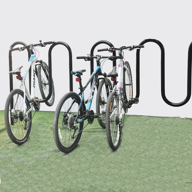 China 5-Loop Bike Parking Outdoor Carbon Steel Wave Bike Rack manufacturer