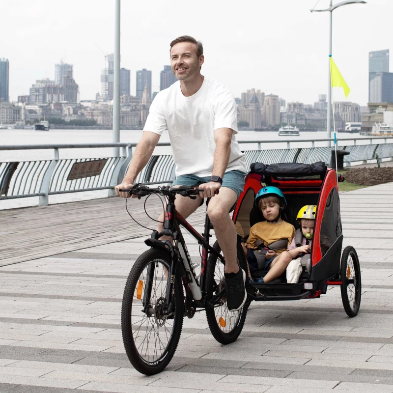 China Schnellrelease-Rad-Feizstein-Kind 2-Kind-Doppel-Fahrrad-Fracht-faltendes Kind-Anhänger und Kinderwagen für Fahrrad Hersteller