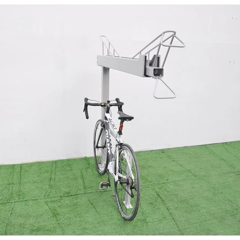 China Bicycle Campus Bike Parking MTB Rack 2 Tier Stand Support Bike Display Layer Pole Support manufacturer