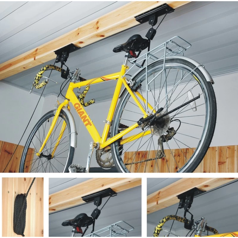 China Fahrradlift Starker und langlebiger Hebekajak-Deckenhebe-Riemenscheiben-Aufhänger Wäscherei-Garagenhaken-Lagerlift Hersteller