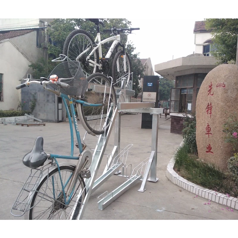 China Floor Mounted Double Deck Durable Workshop Multi-Capacity Steel Bike Storage Rack manufacturer