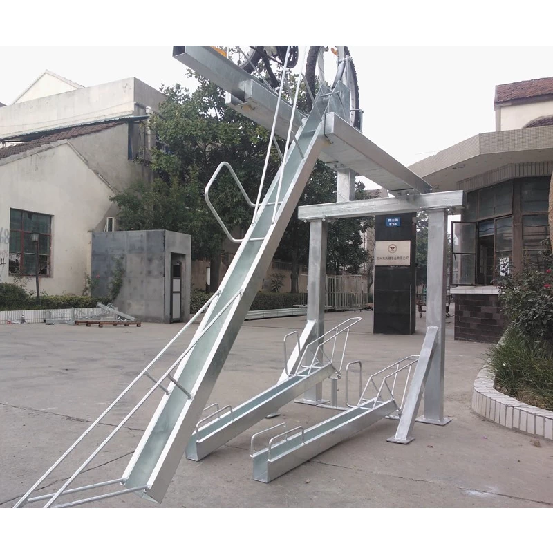 China Floor Mounted Double Deck Durable Workshop Multi-Capacity Steel Bike Storage Rack manufacturer