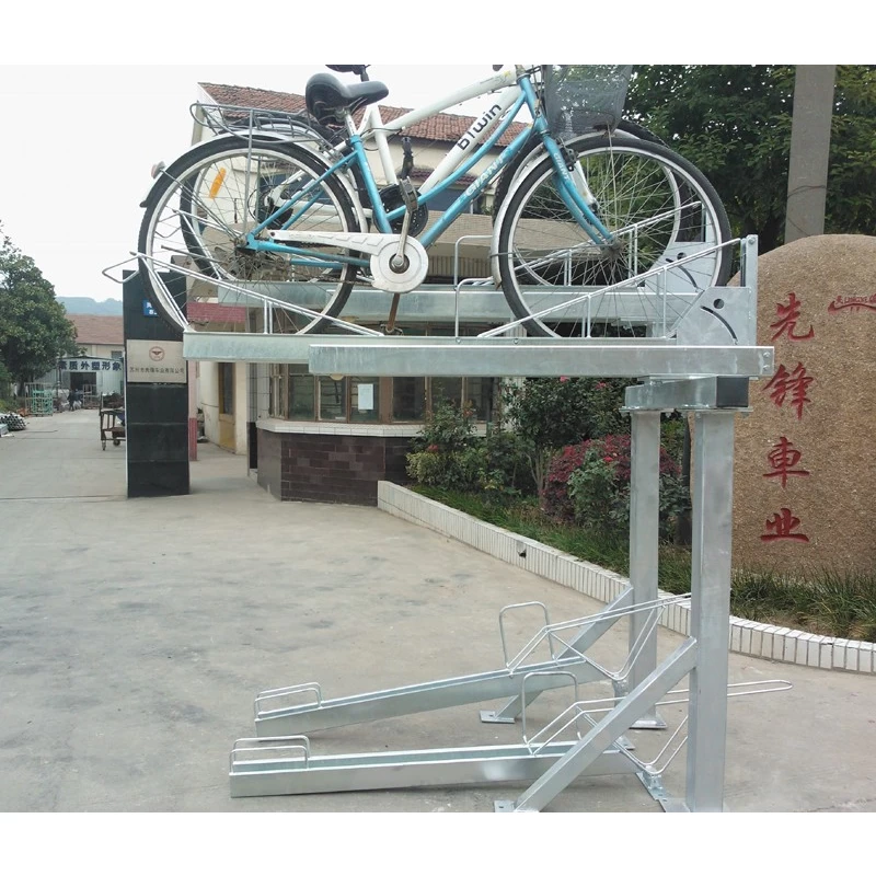 China Floor Mounted Double Deck Durable Workshop Multi-Capacity Steel Bike Storage Rack manufacturer