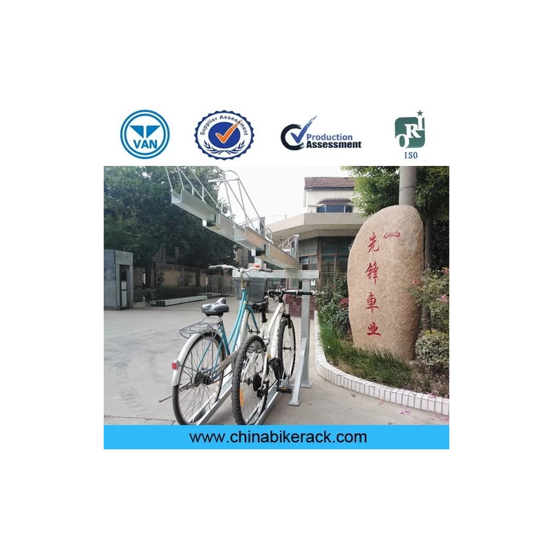 China Hot Dip Galvanized Double Tiers Bike Rack / Display Bike Storage manufacturer