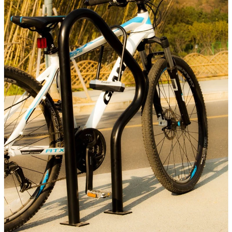 China Irregular R Shape Black Powder Coated Street Floor Bike Stand manufacturer