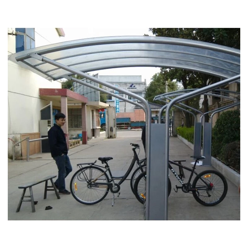 China Outdoor Public Bicycle Bike Parking Racks Outdoor Urban Cycle Shelter Carport with Shelter Furniture manufacturer