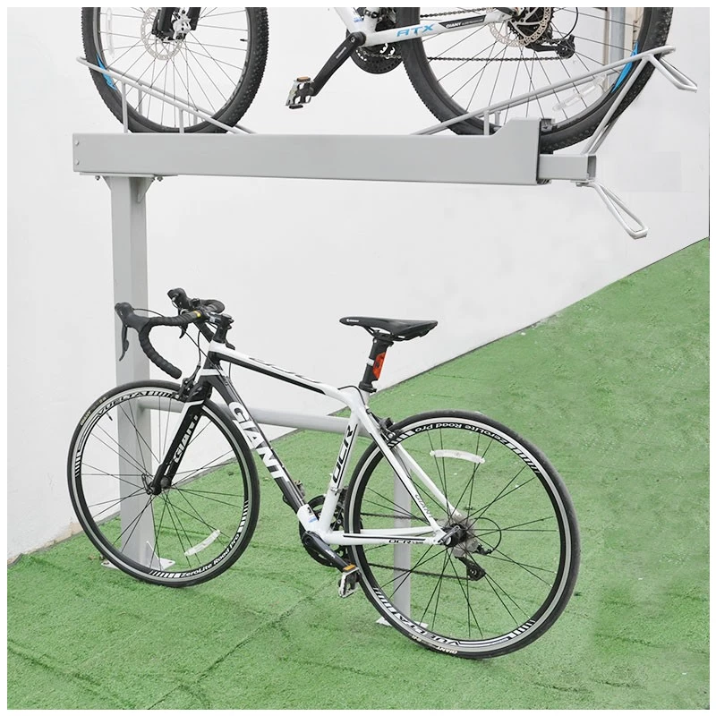 China Bicycle Campus Bike Parking MTB Rack 2 Tier Stand Support Bike Display Layer Pole Support manufacturer
