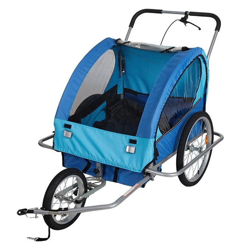 China Quick Release Wheel Byicle Kid 2 Child Double Bike Cargo Folding Kid Trailer and Stroller for Bicycle manufacturer