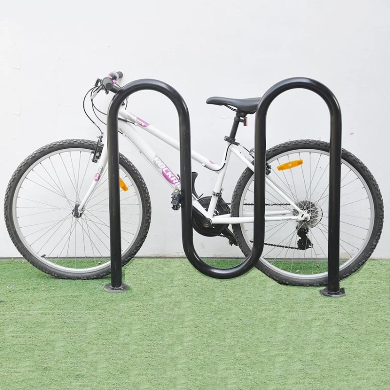 China Steel Tubing Flange Mount Bicycle Wave Style Parks 9 Bikes Bike Loop Rack manufacturer