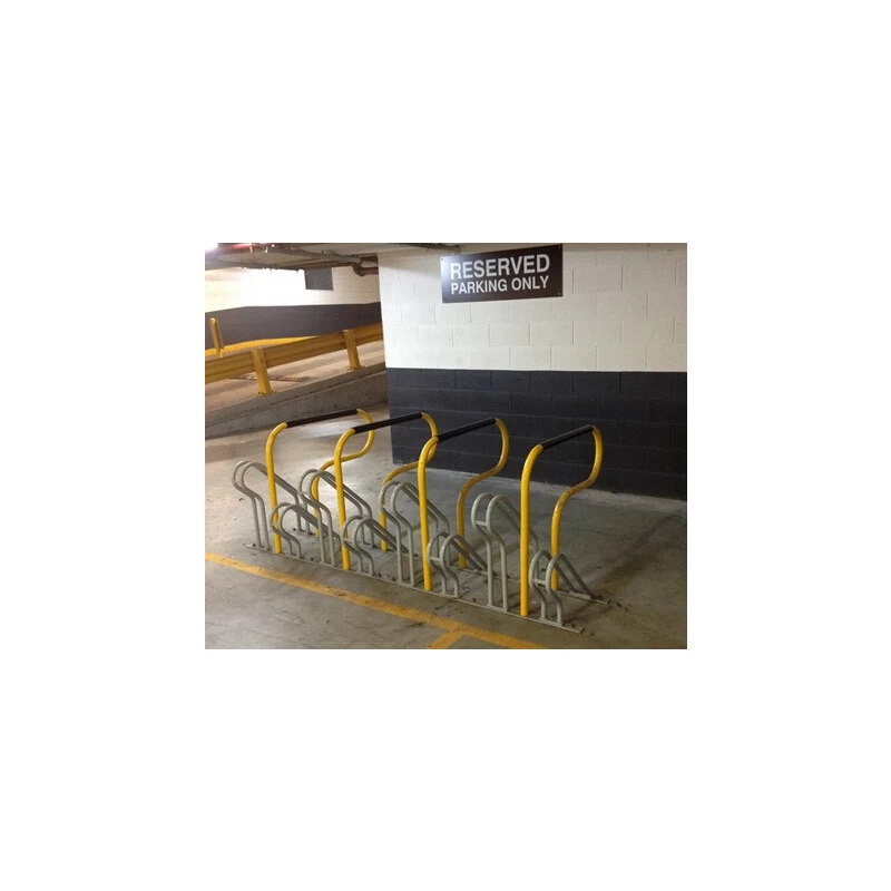 China Yellow And Black Bicycle Parking Stand For 6 Bikes manufacturer