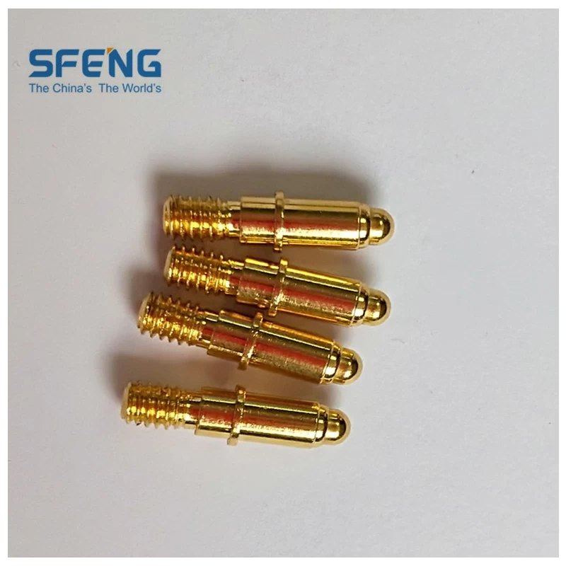 China 12A Current Ration Brass spring loaded contact pogo pin with thread screw M4 manufacturer