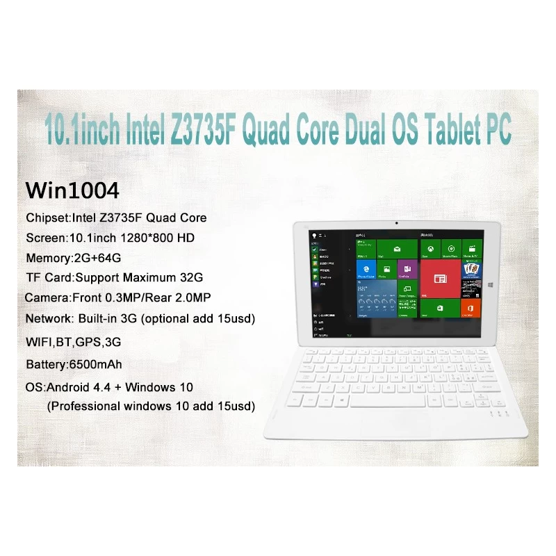 China 10.1inch Intel Z3735F Quad Core 2GB 64GB  1280*800 HD Support  GPS BT Wifi  Dual OS Tablet PC Win1004 manufacturer