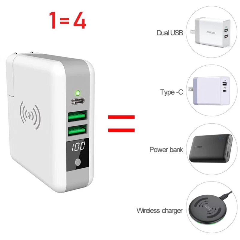 China 2018 Newest 4 in 1 Smart Charger Wireless Power Bank manufacturer