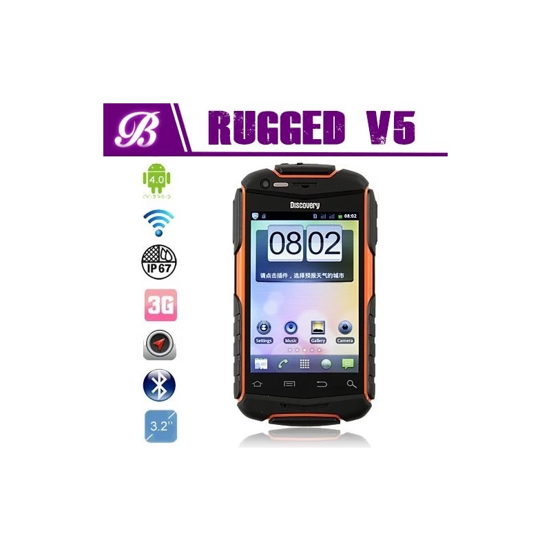 China 3.5 inch MTK6572 dual core discovery V5+ rugged android phone manufacturer