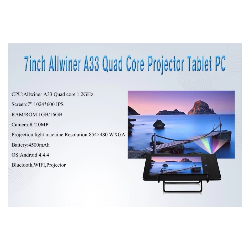 China 7.0inch Allwinner A33 Quad Core 1G 16G 1024*600 IPS with BT Wifi Projector Tablet PC MQ749 manufacturer