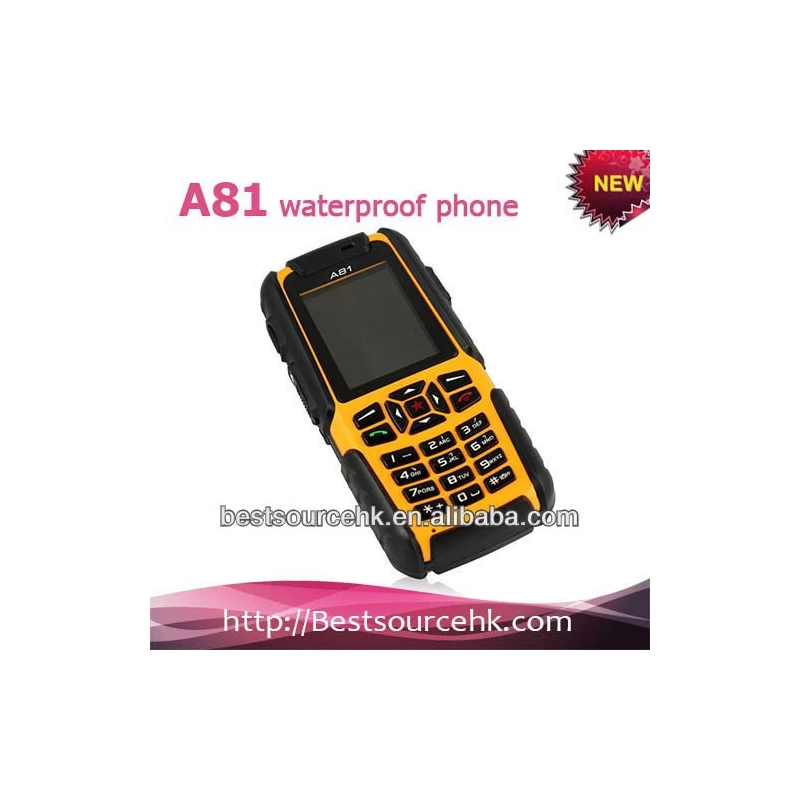 porcelana IP67 doble tarjeta SIM A81 teléfono resistente al agua resistente IP 67 a prueba de polvo a prueba de choques a prueba de agua con la antorcha FM Bluetooth fabricante