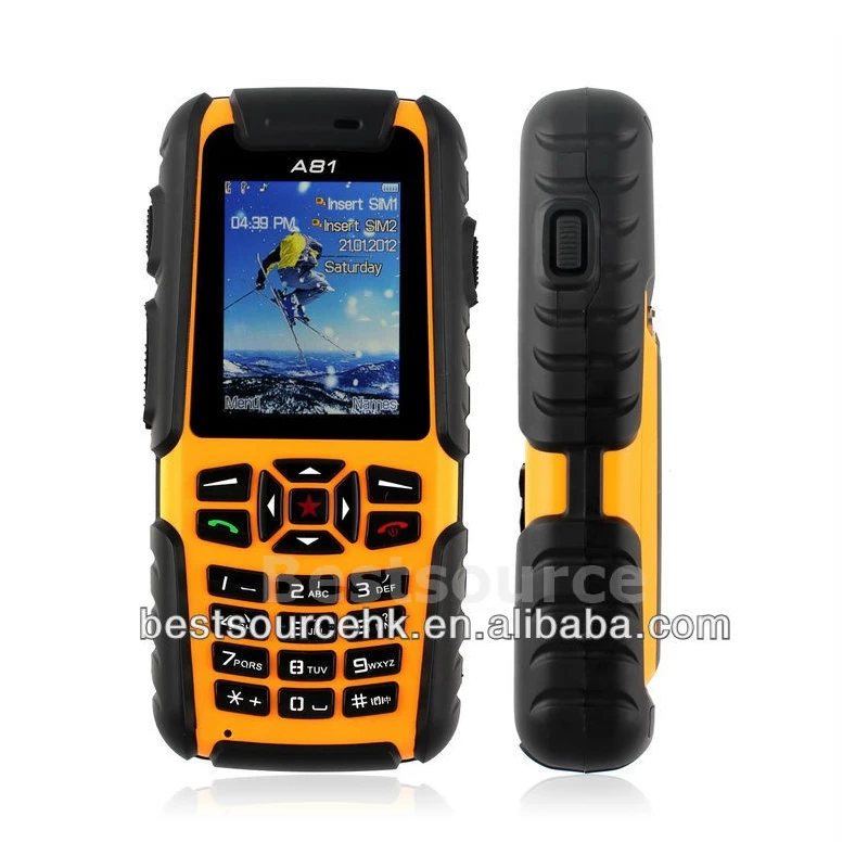 China IP67 Rugged waterproof phone A81 dual SIM card IP 67 waterproof shockproof dustproof with FM torch Bluetooth manufacturer