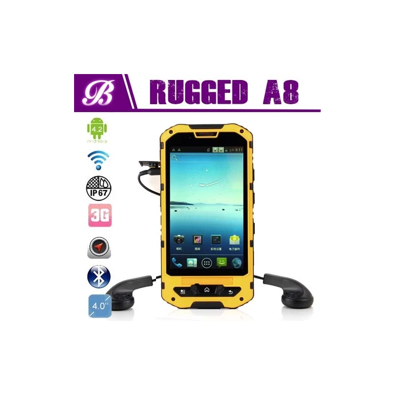 China Original IP68 Rugged Phone A8 WIth Android 4.2 Waterproof Dustproof Shockproof Funtion Support GPS 3G Wifi manufacturer