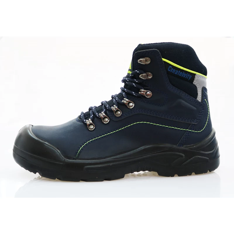China 0147 genuine leather PU injection working safety shoes boots manufacturer