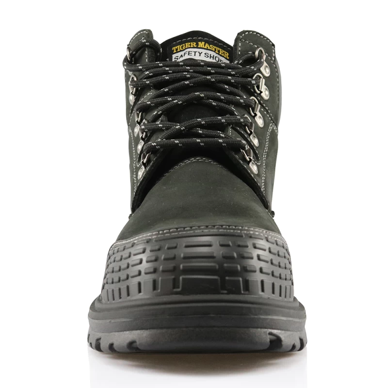 China 0190 wenzhou black nubuck leather safety men boots manufacturer