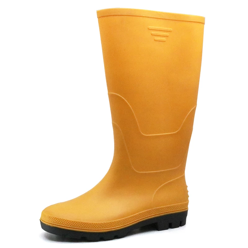China 102-4 yellow lightweight non safety men PVC wellington rain boots for work manufacturer