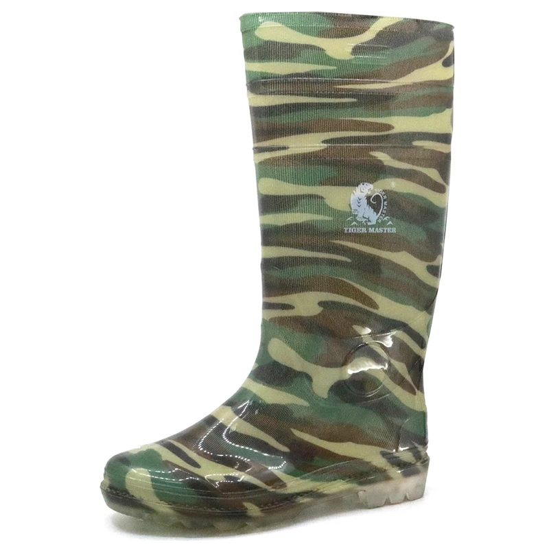 China 103-5 Anti slip water proof camouflage non safety PVC glitter rain boots for men manufacturer