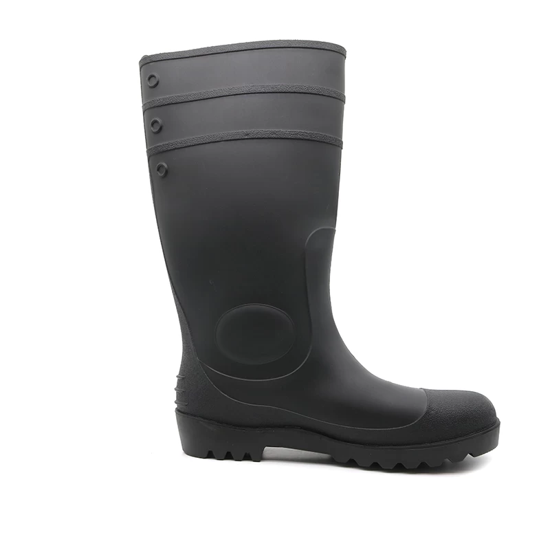 China GB06 CE anti slip oil acid alkali resistant waterproof pvc safety rain boots steel toe manufacturer