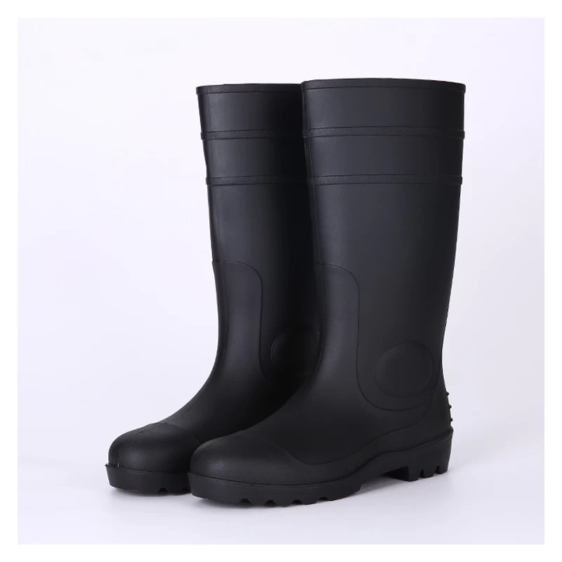 China 106 black pvc safety rain boots with steel toe and steel plate manufacturer