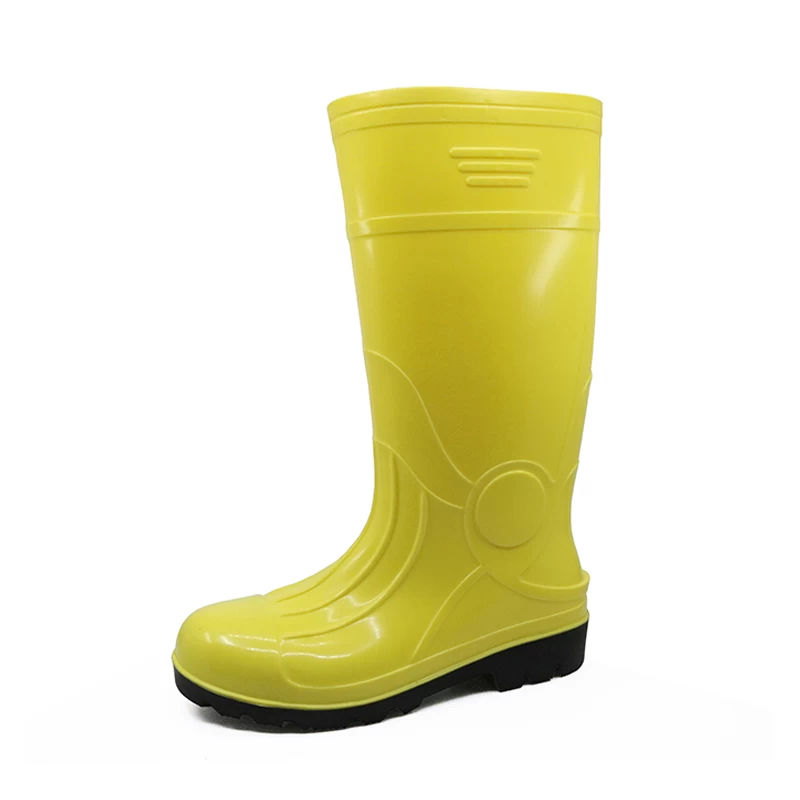 China 107-1 yellow pvc safety steel toe boots for men manufacturer