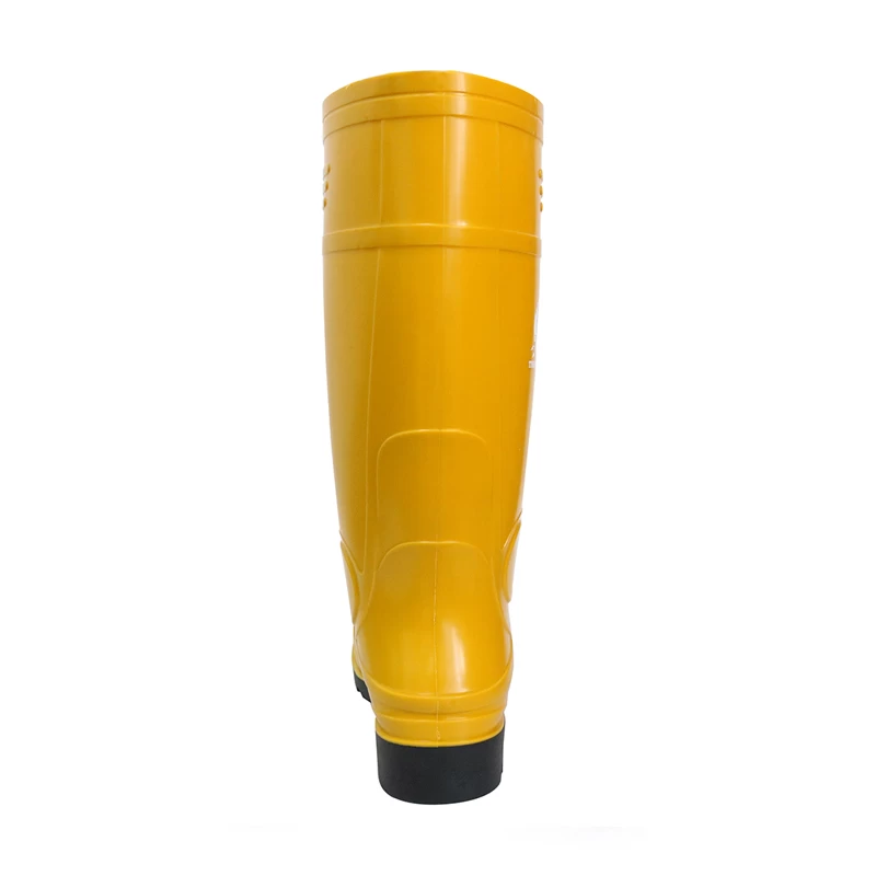 China 107-YB yellow oil resistant steel toe cap glitter pvc safety gum boot manufacturer
