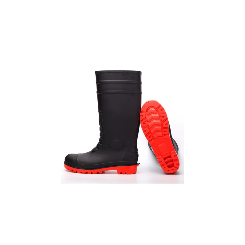 China 108-9 black oil resistant steel toe safety rain boots pvc manufacturer