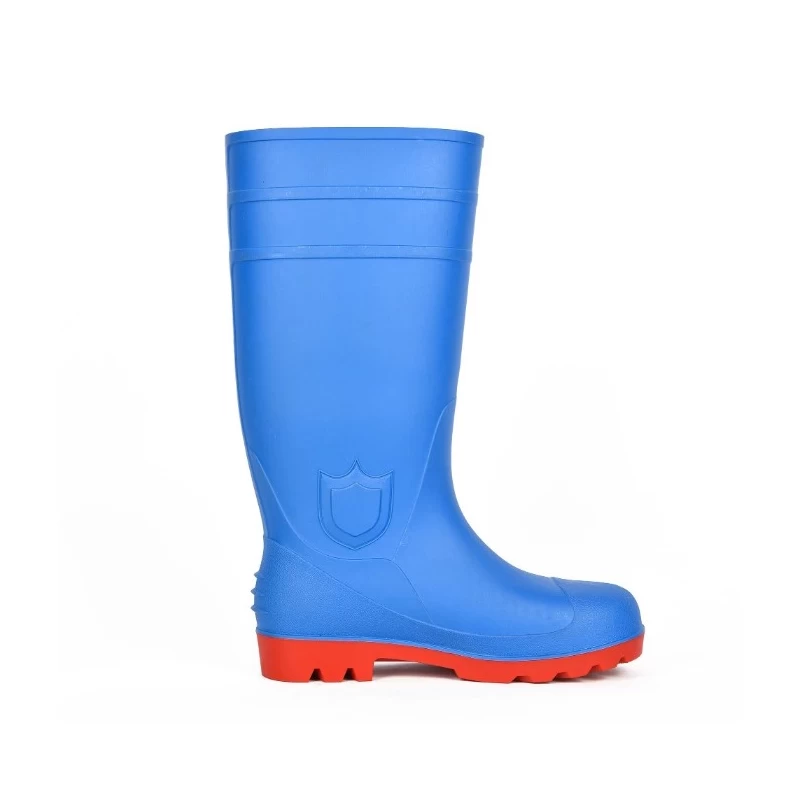 China 111 new design blue oil resistant steel toe safety rain boots pvc manufacturer